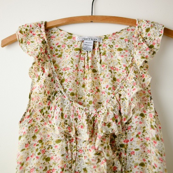 Floral Sleeveless Peplum Top Womens S Ruffle Cottagecore Fairycore Romantic Boho - Picture 3 of 7